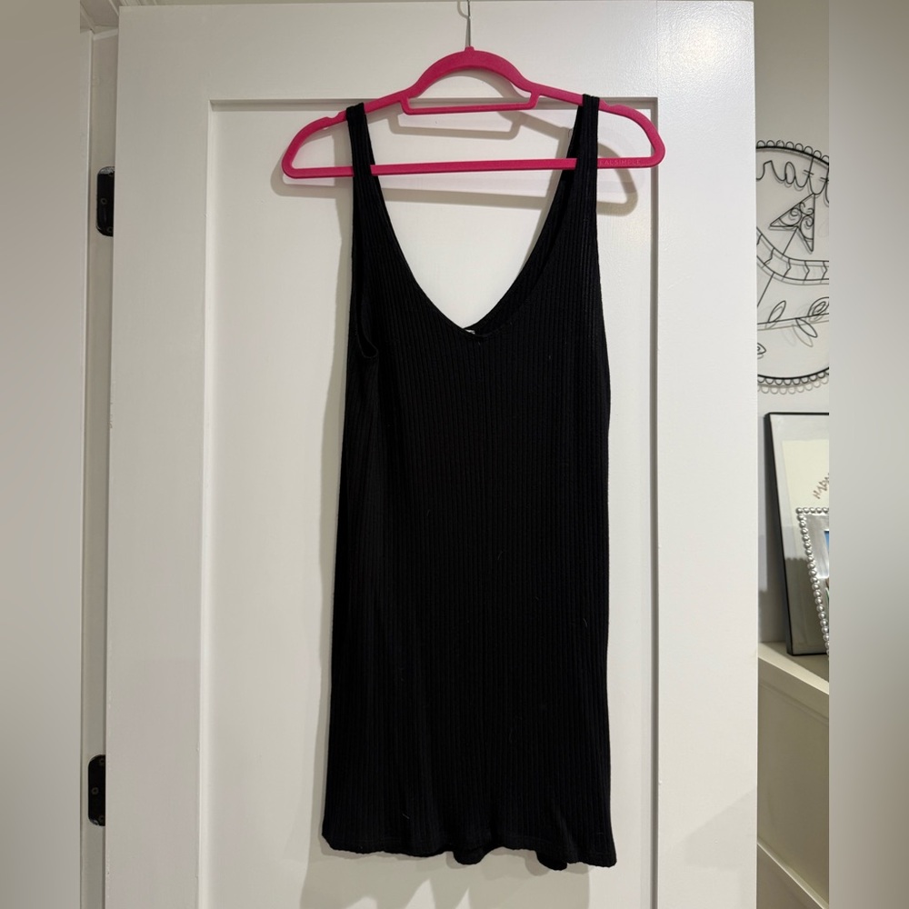 Reformation Black Ribbed Sleeveless Dress